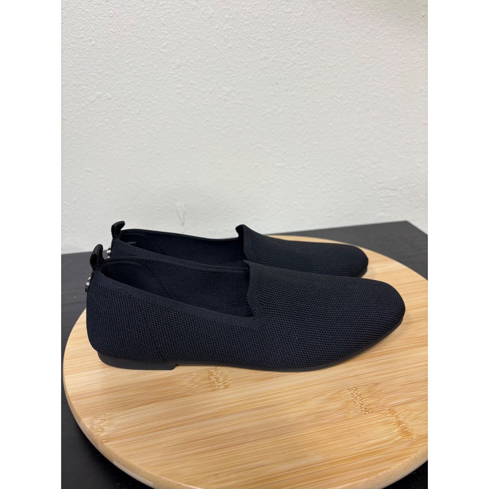 Steve Madden Raine Loafers Women 7 Black Fabric‎ Knit Square Toe Slip On Flats - Picture 3 of 9